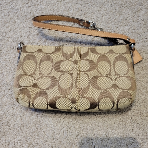 Coach Canvas Mini Purse Wristlet Signaure Sufflette Print - Picture 3 of 11